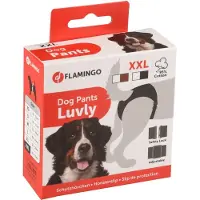 Flamingo loopheidsbroekje hond – Luvly Slip Vrouwelijk Zwart XXL – voor loopsheid – verstelbare taille & inclusief inlegkruisje hond