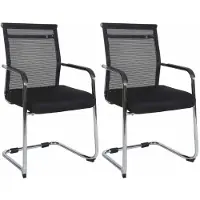 CLP Denny Set van 2 eetkamerstoelen - Bezoekerstoel - Met metalen frame - Met Armleuning - Stof - chroom