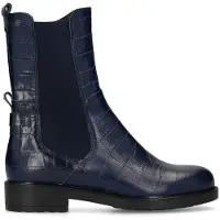 No Stress Donkerblauwe leren chelsea boots met croco details | Maat 38