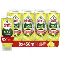 Dreft MaxPower Lemon Vloeibaar Afwasmiddel - 8 x 450ML