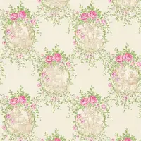 Profhome Bloemen behang 344992-GU vliesbehang licht gestructureerd met bloemen patroon mat roze groen crèmewit 5,33 m2