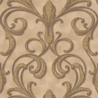 Profhome Barok behang 958921-GU vliesbehang licht gestructureerd in barok stijl mat bruin goud beige 7,035 m2