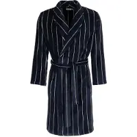 Pastunette herenbadjas - blauwe kamerjas met witte krijtstreep - klassiek & tijdloos - warm & ultrzacht fleece - maat XXL (56)
