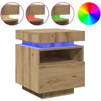 vidaXL Nachtkastjes met LED 2 st 40x39x48,5 cm artisanaal eikenkleur