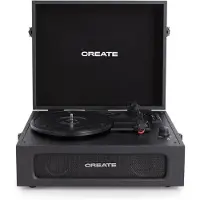 Create - Platenspeler Retro - Bluetooth, USB, SD, MicroSD en Mp3-recorder/speler - Zwart - RECORD PLAYER RETRO