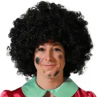 Atosa Pietenpruik - zwart - wilde krullen - sint en piet - sinterklaas - dames/heren - roetveeg piet