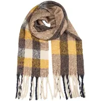 Clayre & Eef Wintersjaal Dames 50x210 cm Geel Textiel