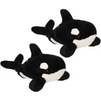 Cornelissen Orka knuffel - 2x - pluche - 36 cm - wit/zwart - zeedieren - speelgoed - familie - groep