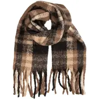 Clayre & Eef Wintersjaal Dames 50x210 cm Bruin Textiel