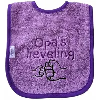 Funnies Paarse slab met "Opa's lieveling" - grootvader, opa en oma dag, kraamcadeautje, verjaardag, cadeautje, baby, paars, lila