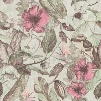 Profhome Bloemen behang 372164-GU vliesbehang licht gestructureerd met bloemen patroon mat roze groen bruin grijs 5,33 m2