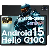 Doogee Tab E3 -Tablet-Android 15- 11 inch 90Hz FHD+ - 4G LTE-Gemini AI-32GB ROM+256GB ROM（2TB TF）-Helio G100-8800mAh/18W-Dubbele luidsprekers-Face ID-5G Wi-Fi-A GPS-GPS-Zwart