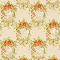 Profhome Bloemen behang 344991-GU vliesbehang licht gestructureerd met bloemen patroon mat rood groen beige 5,33 m2