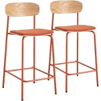 Oviala - Set van 2 hoge stoelen in oranje hout - Lexy