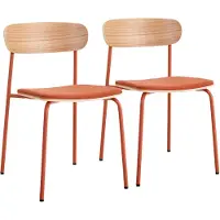 Oviala - Set van 2 stapelbare stoelen in oranje hout - Lexy
