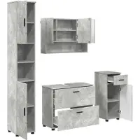 vidaXL Badkamermeubel Set met lade met plank 4 pcs Beton Grijs