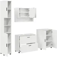 vidaXL Badkamermeubel Set 4 st Hoogglans wit 35 x 30 x 192 cm