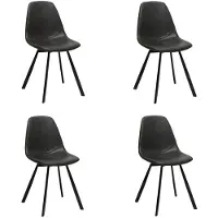 Bronx71 Industriële eetkamerstoel Logan antraciet eco-leer - Eetkamerstoelen set van 4 - stoel