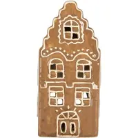 Clayre & Eef Waxinelichthouder Huis 8x7x16 cm Bruin Keramiek