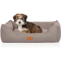 Knuffelwuff Hondenbed Lotte van velours met fijn handgeweven karakter Lightgrijs