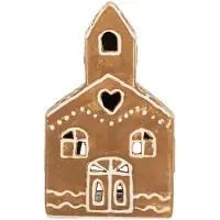 Clayre & Eef Waxinelichthouder Huis 10x10x16 cm Bruin Keramiek