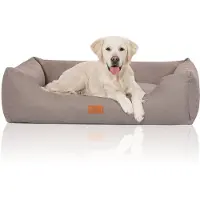 Knuffelwuff Hondenbed Lotte van velours met fijn handgeweven karakter XXL 120 x 85cm lichtgrijs