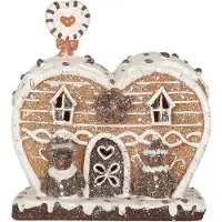 Clayre & Eef Gingerbread house met LED 18x10x19 cm Bruin Kunststof
