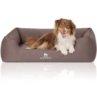 Knuffelwuff orthopedisch hondenbed Leano van velours handgeweven karakter oversized XXXL 155 x 105cm bruin