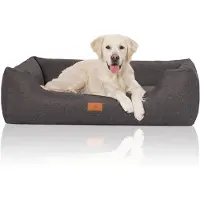 Knuffelwuff Hondenbed Lotte van velours met fijn handgeweven karakter XXL 120 x 85cm grijs