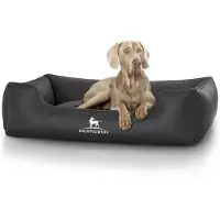 Knuffelwuff laser-gewatteerd kunstleer hondenbed Milan XL 105 x 75cm zwart
