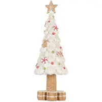 Clayre & Eef Kerstdecoratie Kerstboom Ø 12x33 cm Wit Kunststof