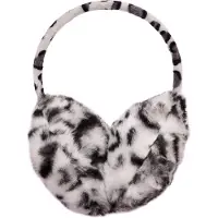 Sarlini - Oorwarmers Meisje Panterprint - Fluffy Panter Oorwarmer Kinderen Zwart met Wit 2-4 Jaar