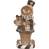 Clayre & Eef Kerstdecoratie Beeld Gingerbread man 9x8x20 cm Bruin Kunststof