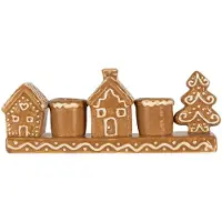 Clayre & Eef Kandelaar Huis 21x4x8 cm Bruin Keramiek