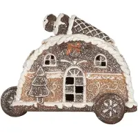 Clayre & Eef Decoratie Huis met LED 21x11x16 cm Bruin Kunststof