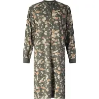 Lunatex - warm dames nachthemd 224188 - aangeruwd interlock - green flower print - maat L