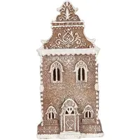 Clayre & Eef Gingerbread house met LED 17x15x35 cm Bruin Kunststof