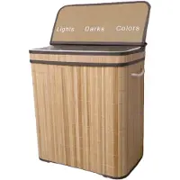 Ceruzo Wasmand 3 Vakken – Bamboe Wassorteerder 100L – Wasbare Binnenzak – H60 cm – Naturel