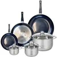 Elo Set van 3 Koekenpannen 20, 28 en 32 cm en 3 kookpotten 12, 16 en 24 cm Elo Prima Brillant