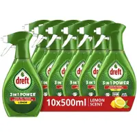 Dreft 3in1 Power Spray voor Vaat en Keuken - Vetverwijderaar - Citroengeur - 10 x 500 ML