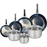 Elo Set van 4 Koekenpannen 20, 24, 28 en 32 cm en 3 kookpotten 16, 20 en 24 cm Elo Prima Brillant
