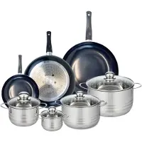 Elo Set van 3 Kookpannen 20, 28 en 32 cm en 4 braadpannen 12, 16, 20 en 24 cm Elo Prima Glanzend