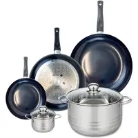 Elo Set van 3 Koekenpannen 20, 28 en 32 cm en 2 kookpotten 12 en 24 cm Elo Prima Glanzend