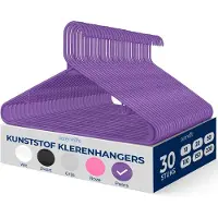 SereneLife Kleerhanger - 30 Stuks Plastic Hangers - Antislip Ruimtebesparende Kledinghangers - Duurzaam en Sterk voor Hemden, Truien, Hoodies, Kinderkleding en Jurken - Lichtgewicht - Paars
