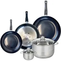 Elo Set van 3 Koekenpannen 24, 28 en 32 cm en 2 kookpotten 12 en 24 cm Elo Prima Glanzend