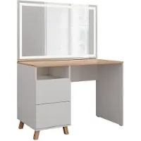 Vicco Karen Kaptafel met licht – 110 cm met LED-spiegel Wit/Kunstnijverheid