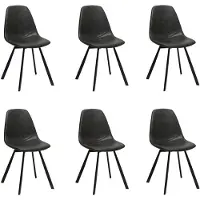 Bronx71 Industriële eetkamerstoel Logan antraciet eco-leer - Eetkamerstoelen set van 6 - stoel