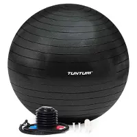 Tunturi Anti Burst Fitness bal met Pomp - Yoga bal 90 cm - Pilates bal - Zwangerschapsbal – 220 kg gebruikersgewicht - Incl Trainingsapp – Zwart