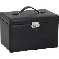vidaXL Sieradendoosje 3-laags spiegel afsluitbaar 26x18x17,5 cm zwart