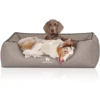 Knuffelwuff orthopedisch hondenbed Columbia van laser-gewatteerd kunstleer XL 105 x 75cm lichtgrijs